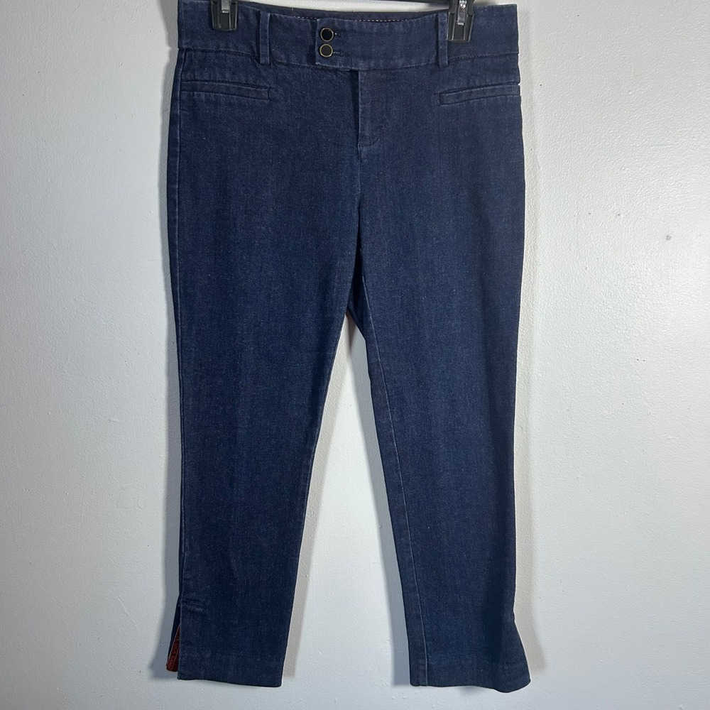 Anthropologie The Essential Slim Dark Wash Denim Capri Pants US Size 2